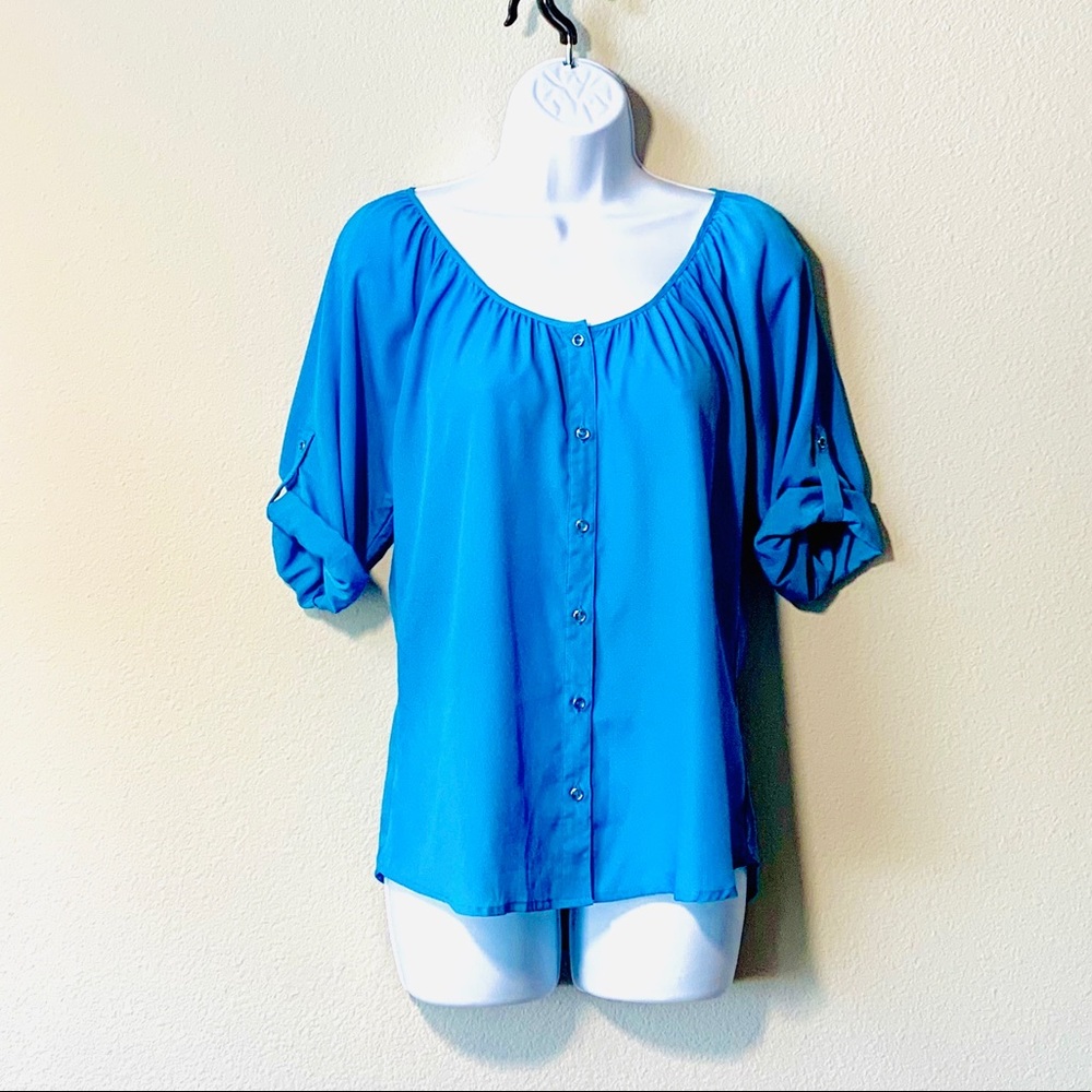 Express Button Down Top With Convertible Sleeves - image 1